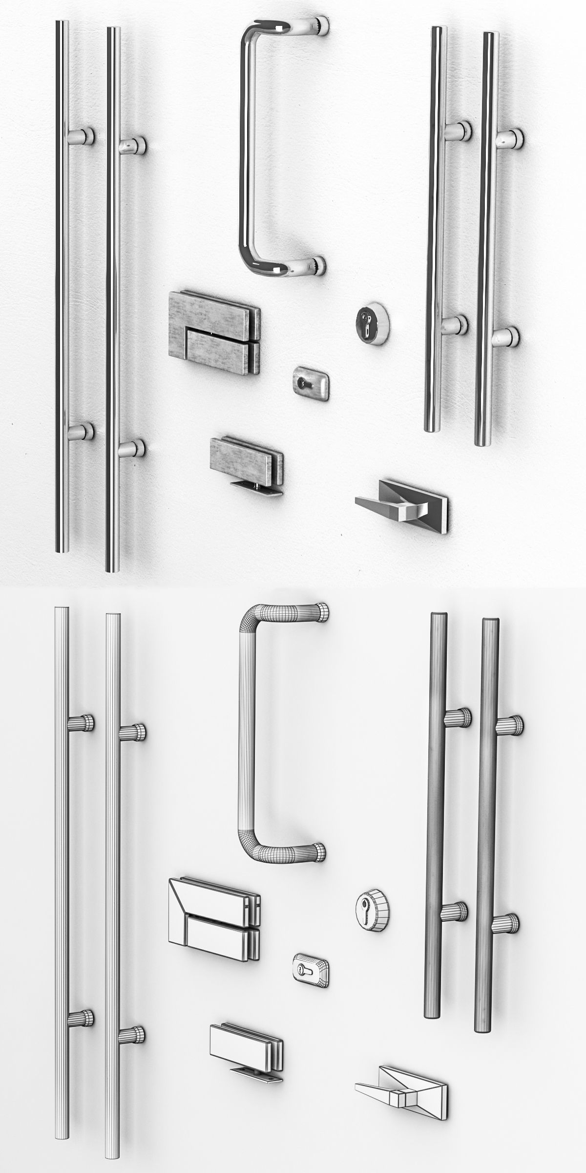 A set of glass partitions with sandblasted images 3D model_2