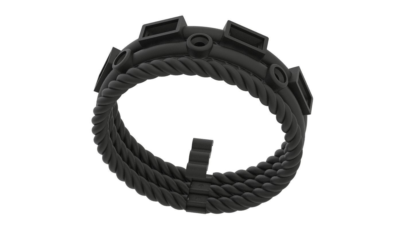 Ring with stones with three parts 3D print model_12