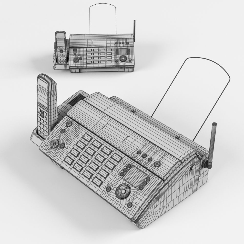 Fax phone black 3D model_2