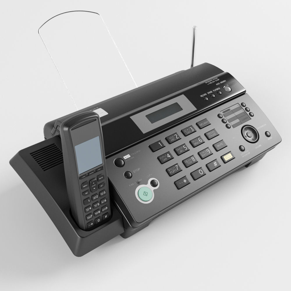 Fax phone black 3D model_1