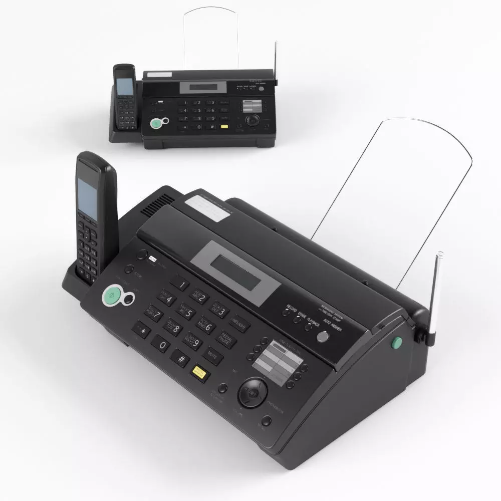 Fax phone black 3D model_0