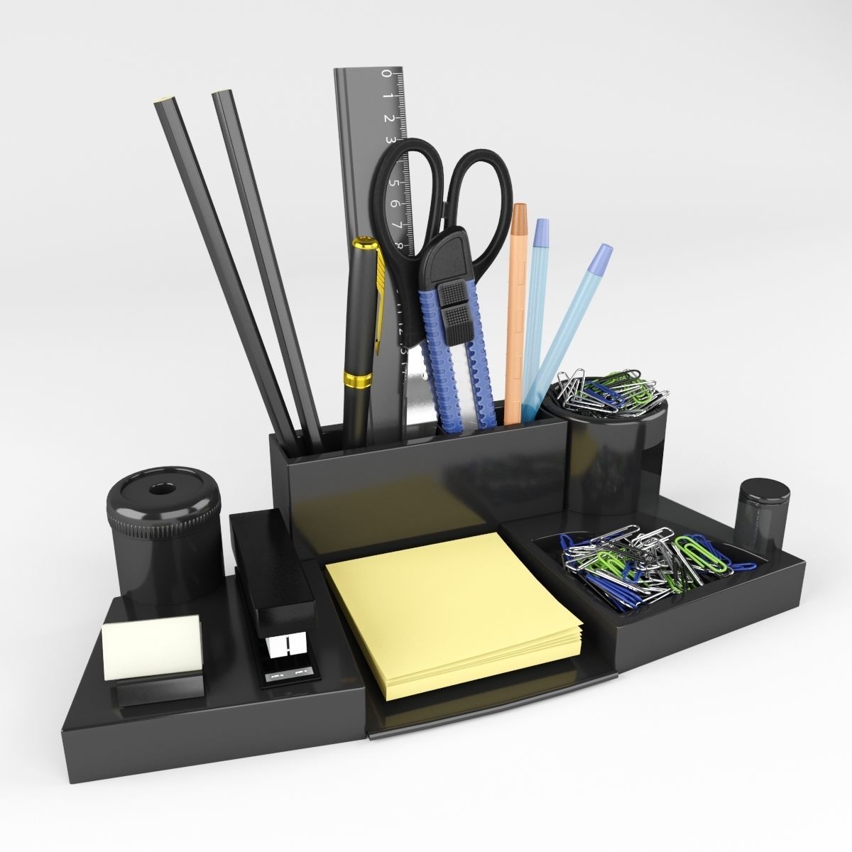 Stationery set on the Desk 3D model_2