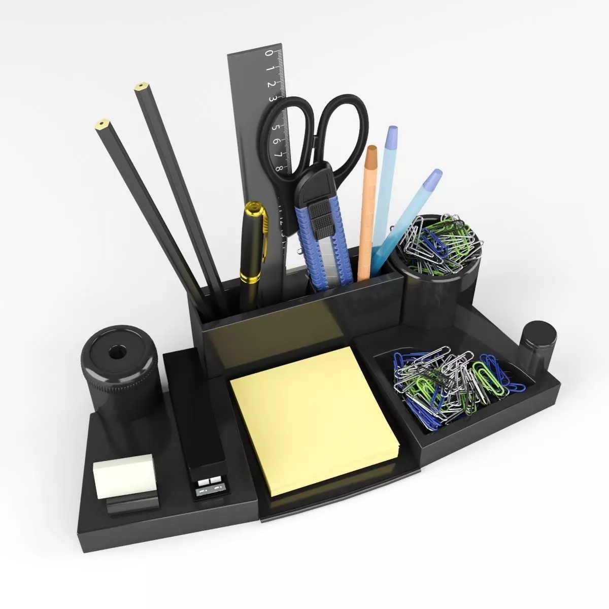 Stationery set on the Desk 3D model_0