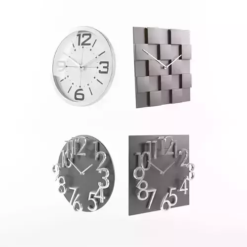 set watch wall clock with numbers silver