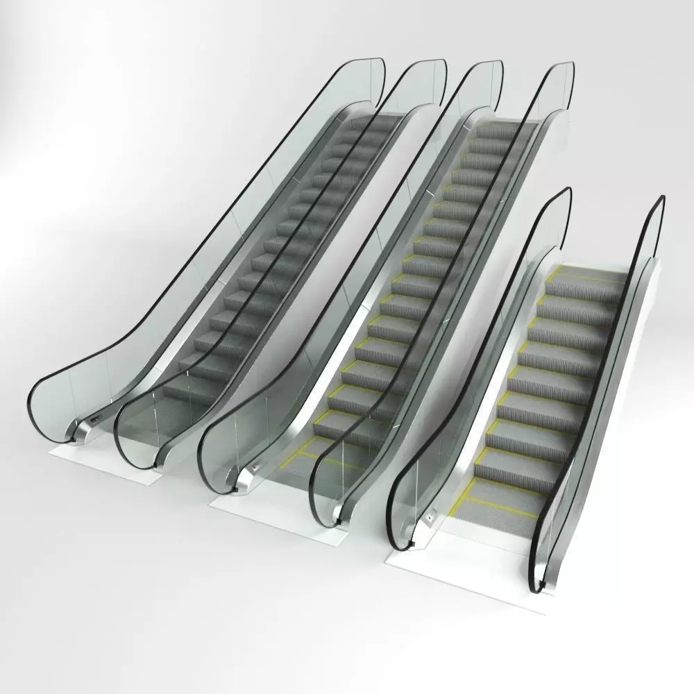 Escalator set three escalators 3D model