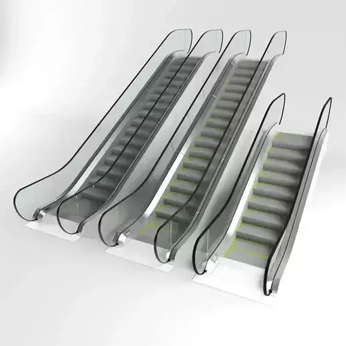 Escalator set three escalators 3D model