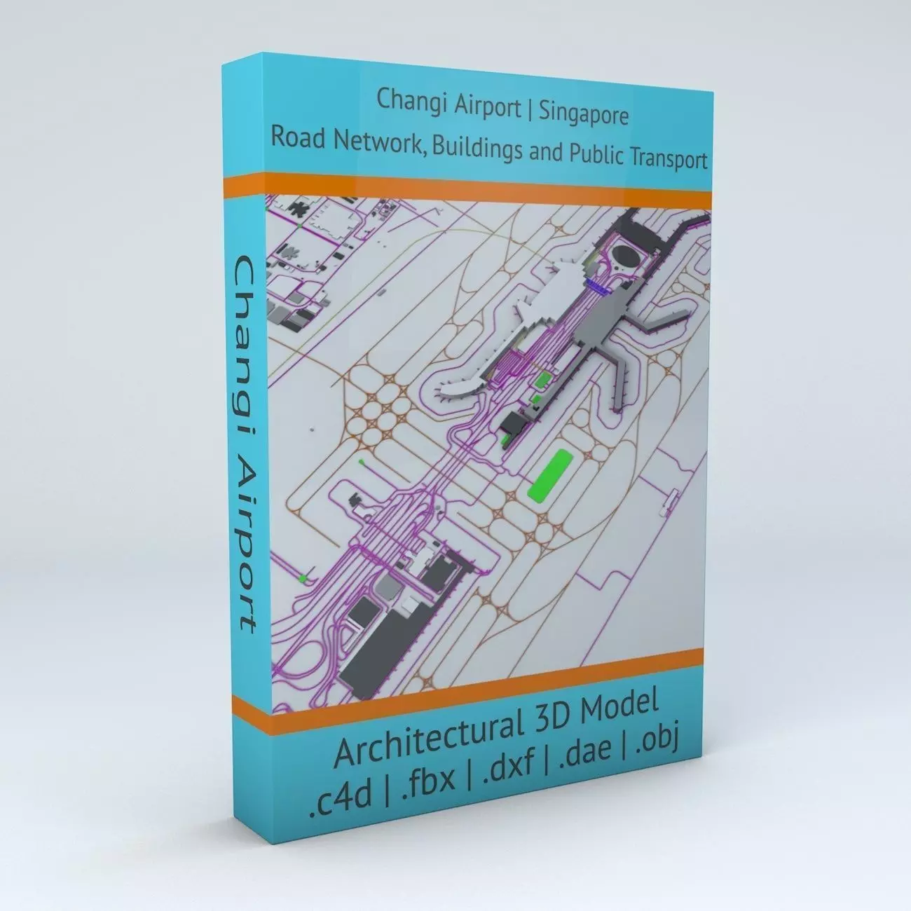 Changi SIN Airport Singapore Roads Buildings Public Transport 3D model_0