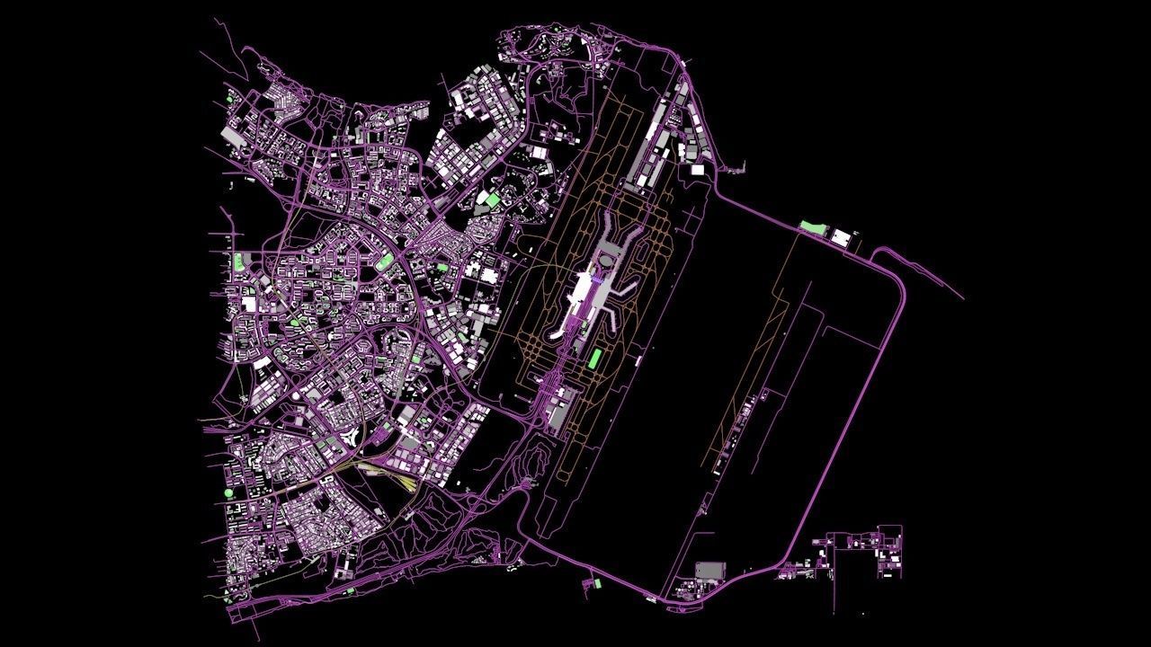 Changi SIN Airport Singapore Roads Buildings Public Transport 3D model_1