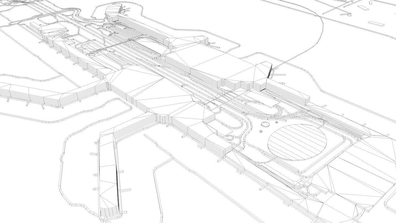 Changi SIN Airport Singapore Roads Buildings Public Transport 3D model_14