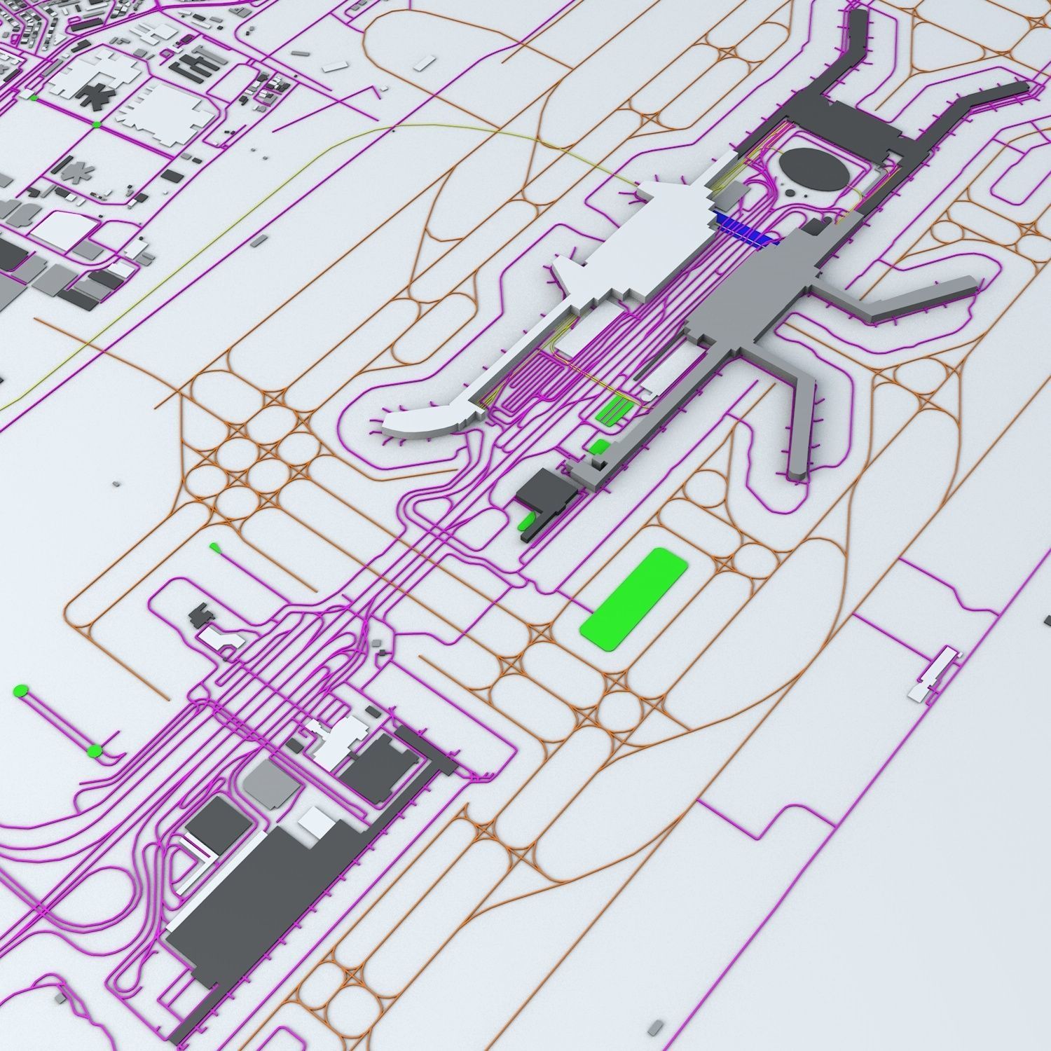 Changi SIN Airport Singapore Roads Buildings Public Transport 3D model_4