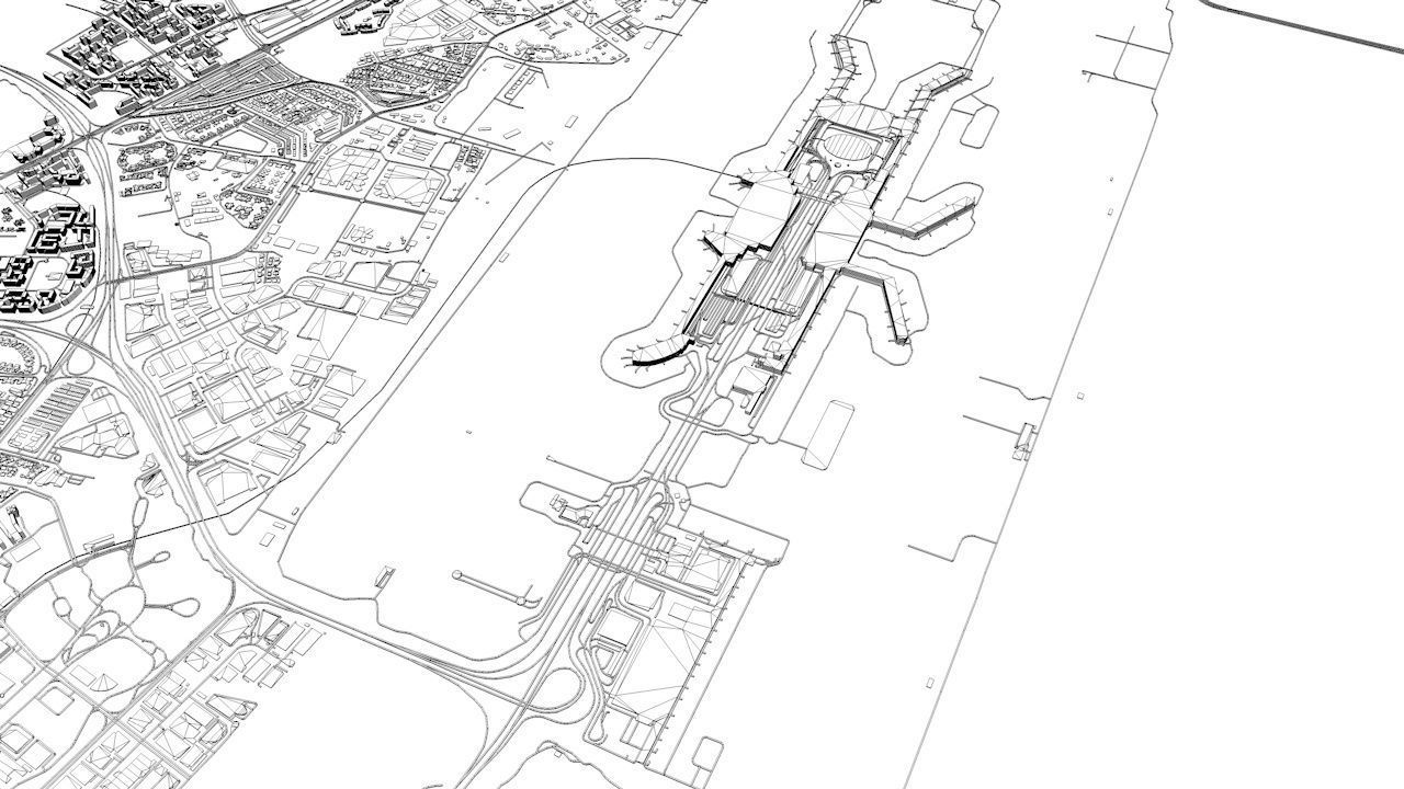 Changi SIN Airport Singapore Roads Buildings Public Transport 3D model_13