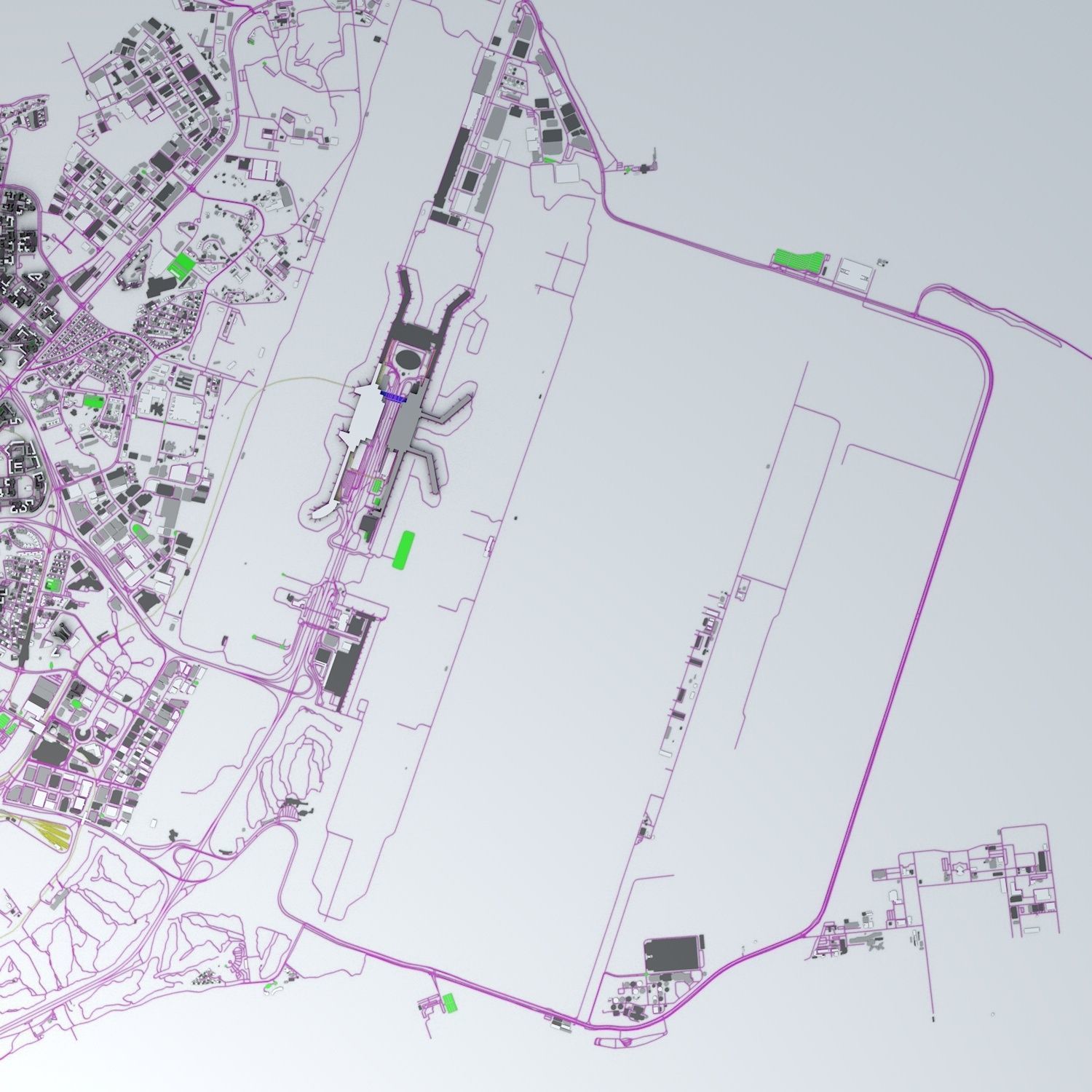 Changi SIN Airport Singapore Roads Buildings Public Transport 3D model_7