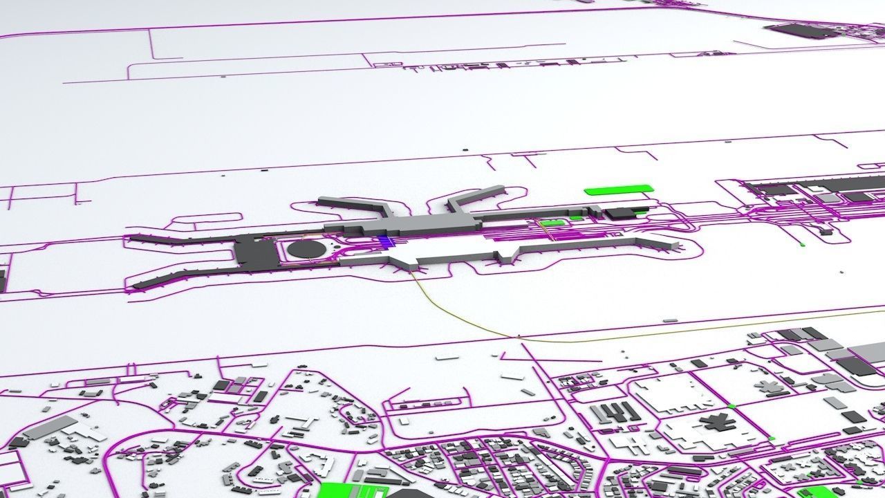 Changi SIN Airport Singapore Roads Buildings Public Transport 3D model_10