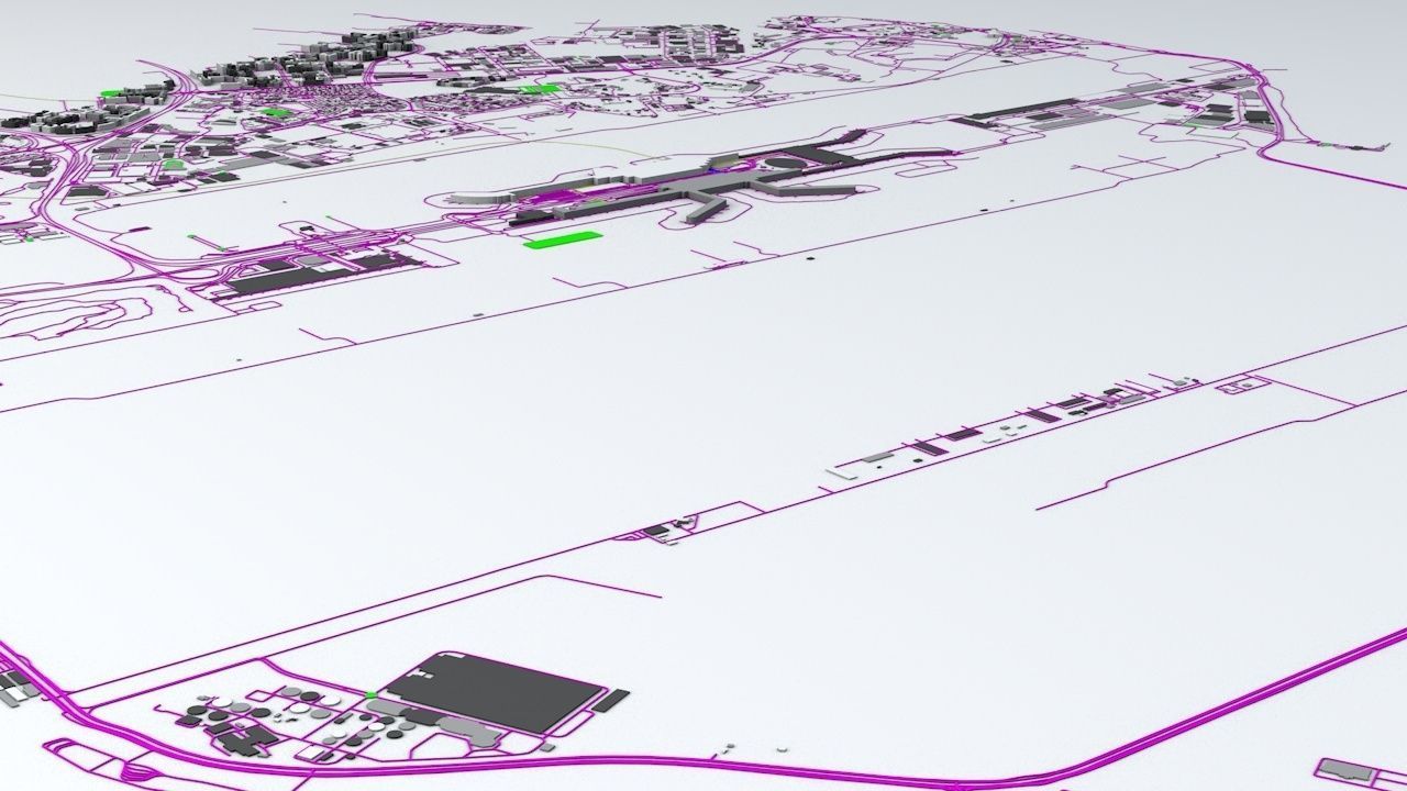 Changi SIN Airport Singapore Roads Buildings Public Transport 3D model_5