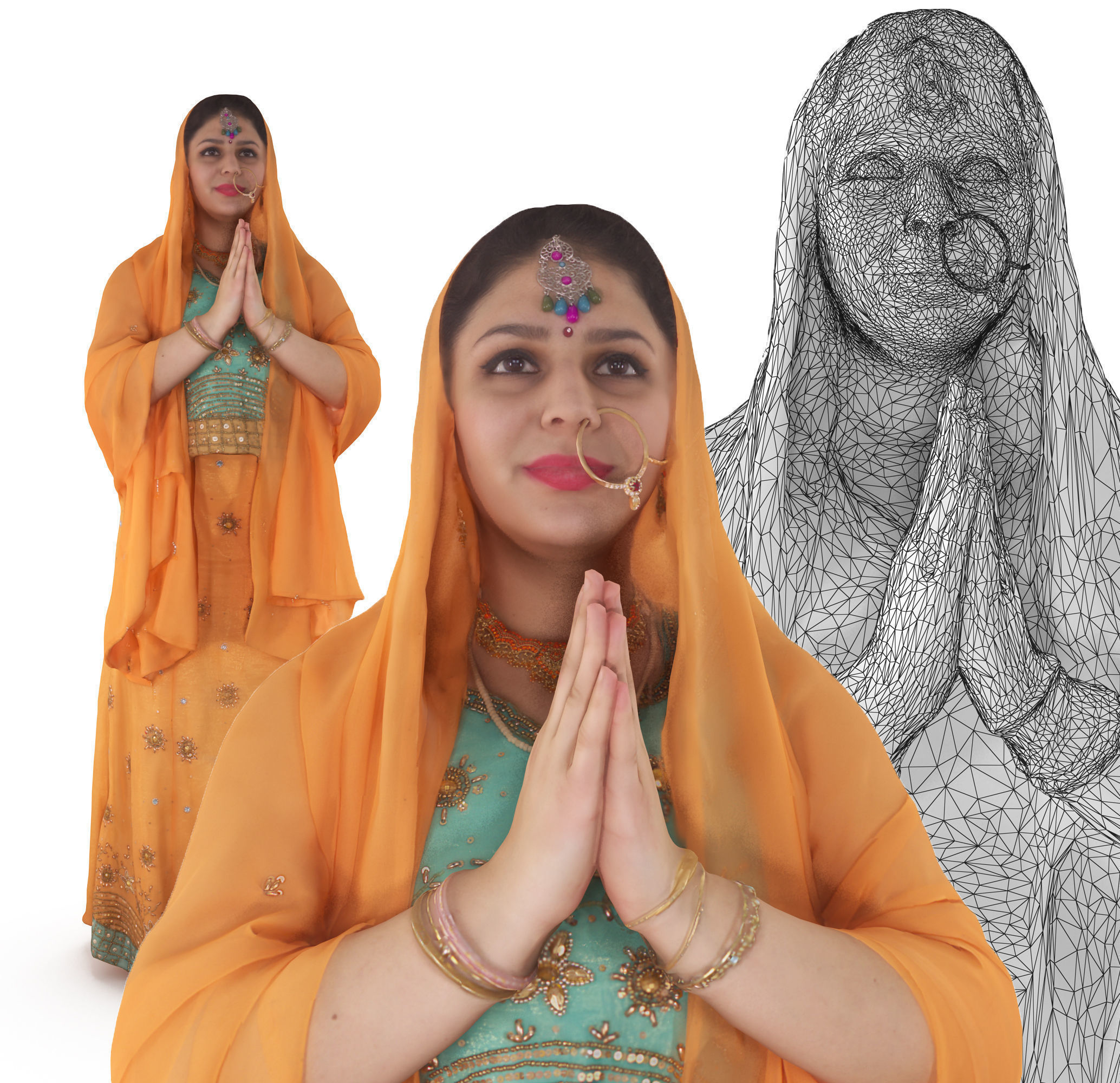 Indian Fiancee Low-poly 3D model_0
