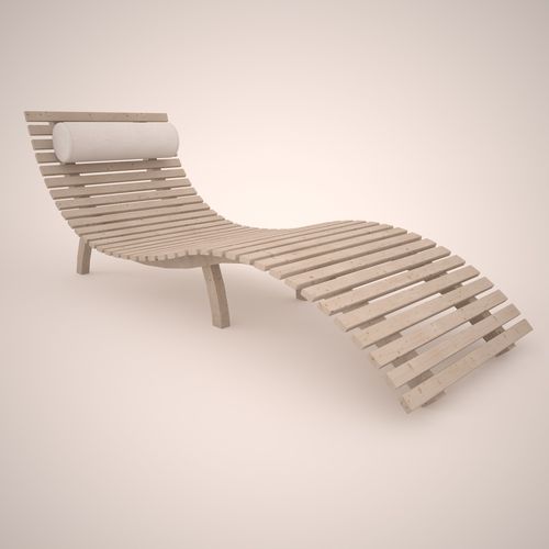 Sunbed 3d Model wooden chaise lounge 3D model