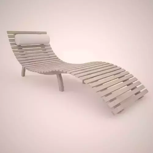 Sunbed 3d Model wooden chaise lounge