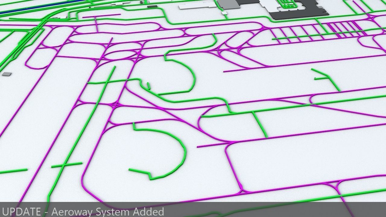 Frankfurt FRA Airport Roads Buildings and Public Transport Lines 3D model_3