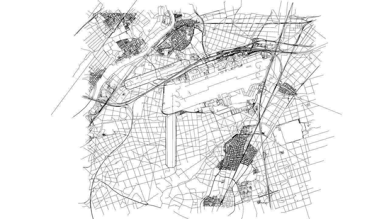Frankfurt FRA Airport Roads Buildings and Public Transport Lines 3D model_13