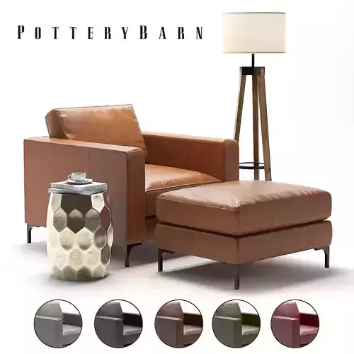 Pottery Barn Jake Leather Armchair 3D model