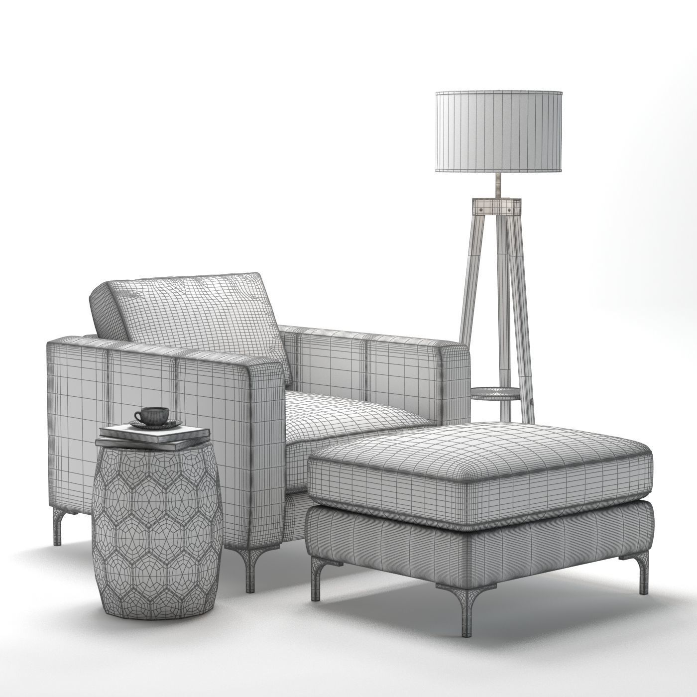 Pottery Barn Jake Leather Armchair 3D model_3