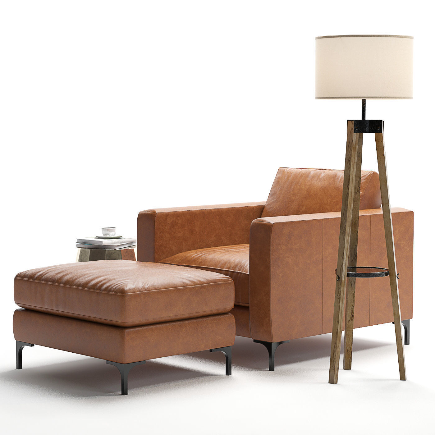 Pottery Barn Jake Leather Armchair 3D model_5