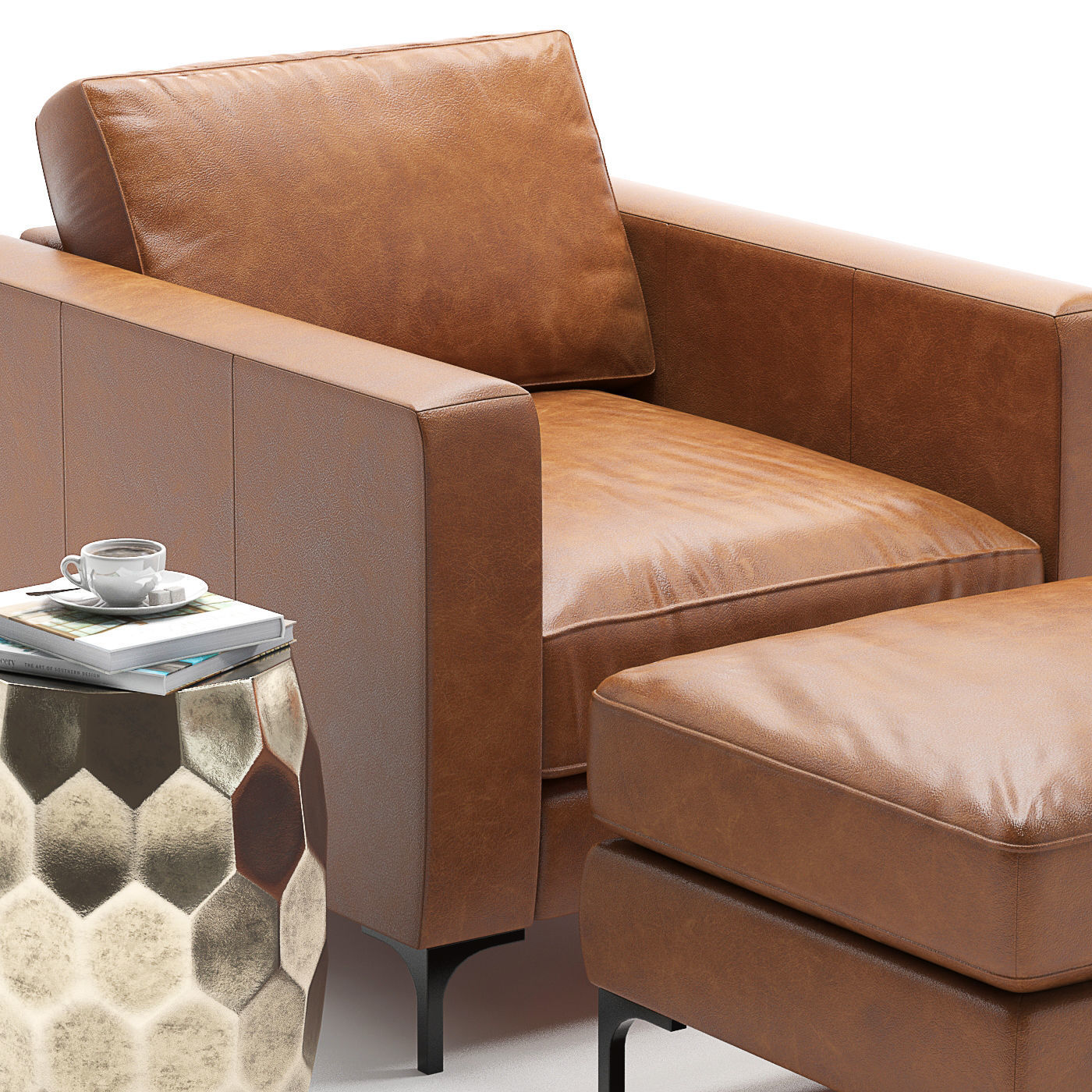 Pottery Barn Jake Leather Armchair 3D model_4