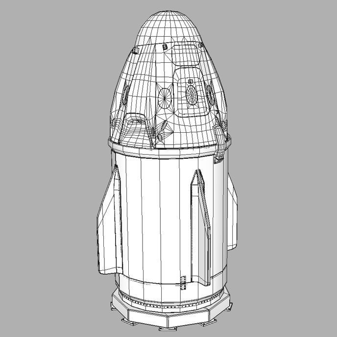 SpaceX Dragon  Low-poly 3D model_3