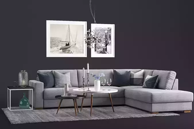 More Bento Sofa with Dixie Sofatable Set 3D model