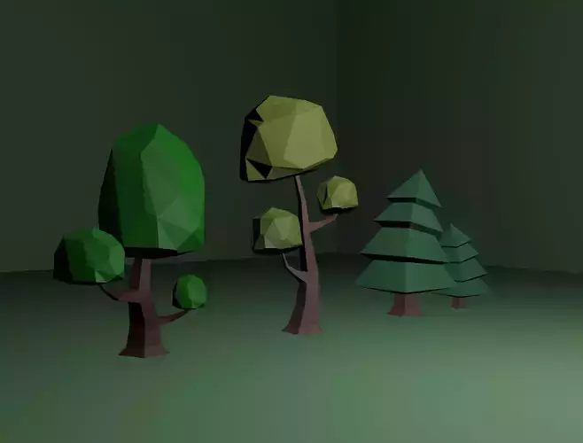 Low-poly Trees three in style