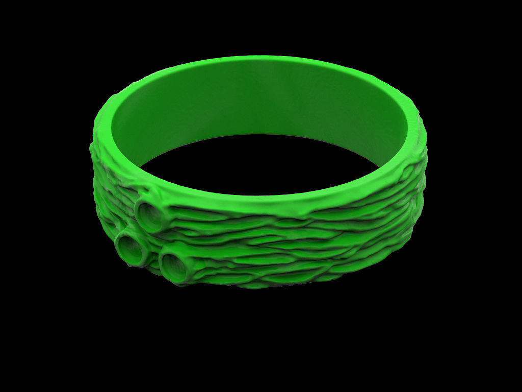 Woodring emerald ring in sterling silver 3D print model_9