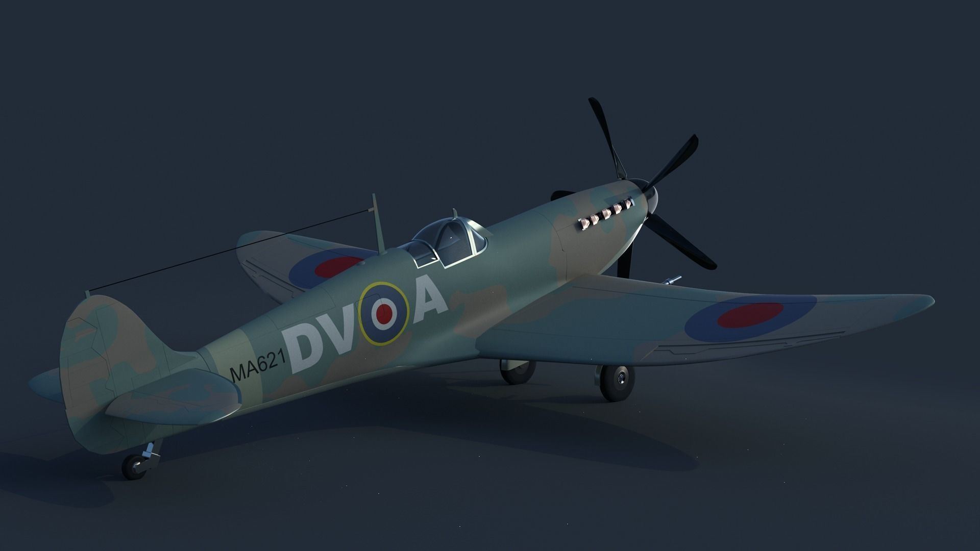Spitfire old british fighter plane 3D model_1