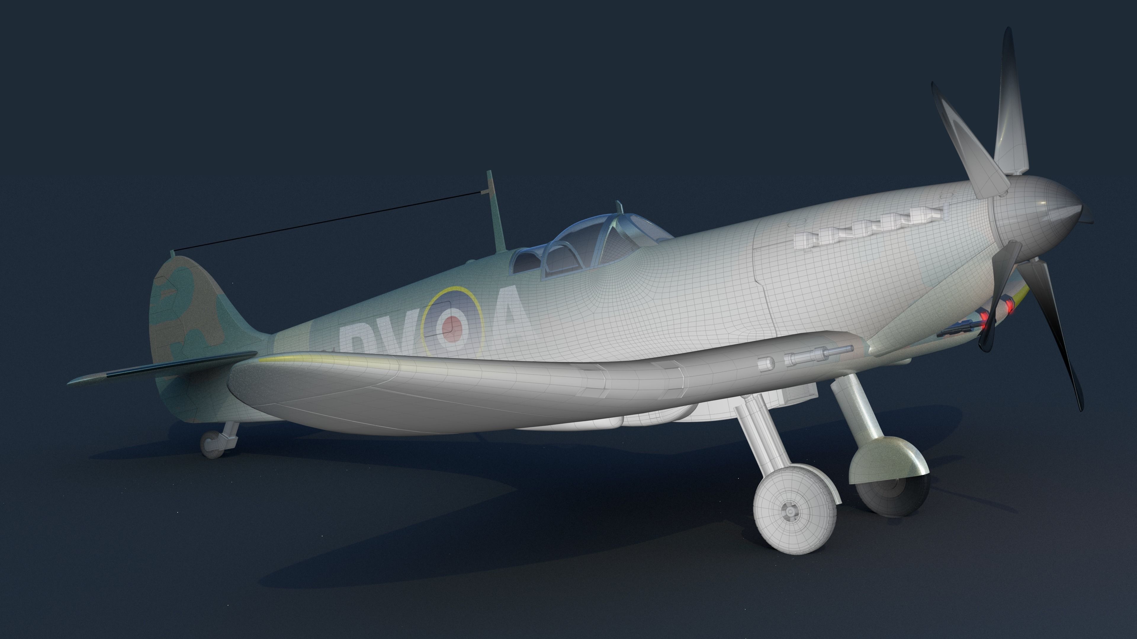 Spitfire old british fighter plane 3D model_2