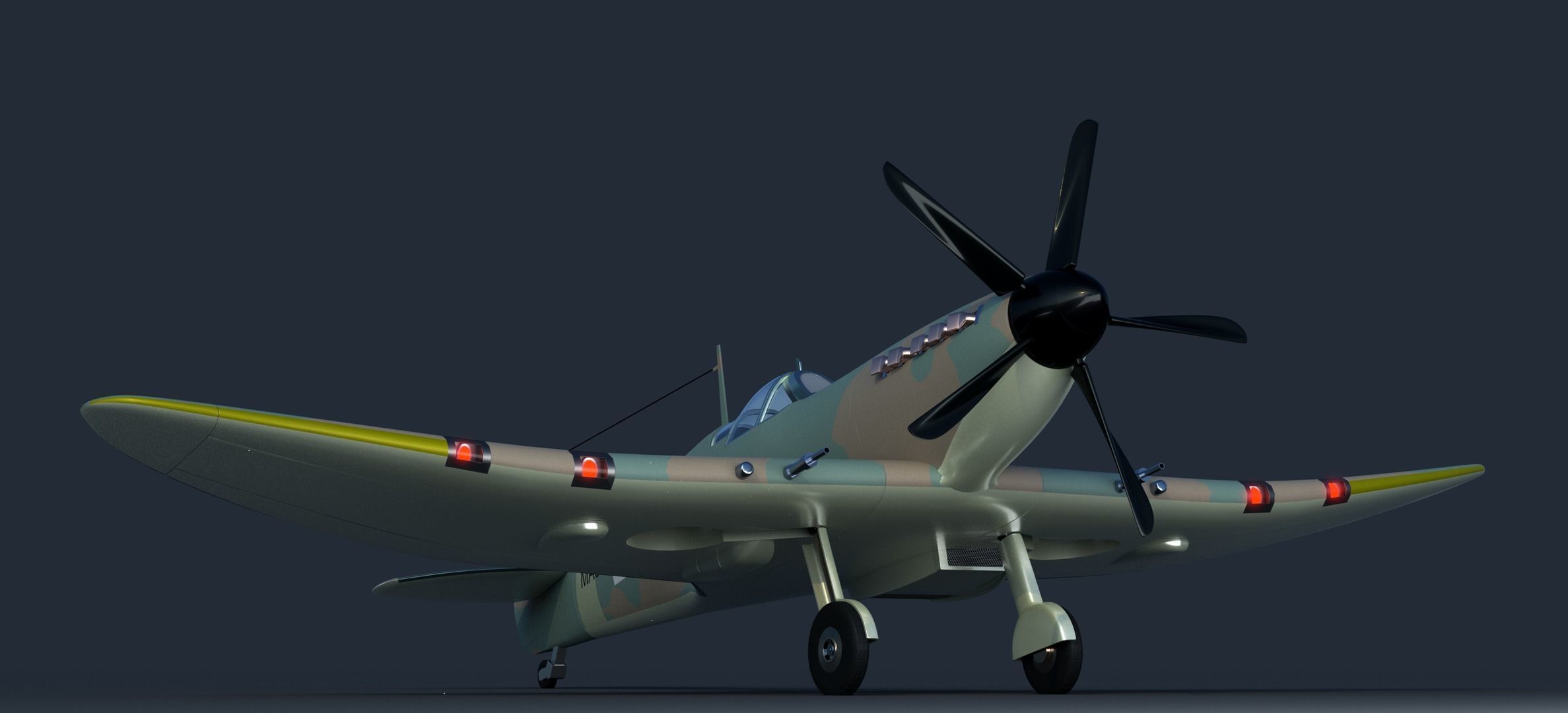 Spitfire old british fighter plane 3D model_4