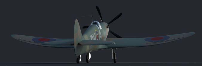 Spitfire old british fighter plane 3D model