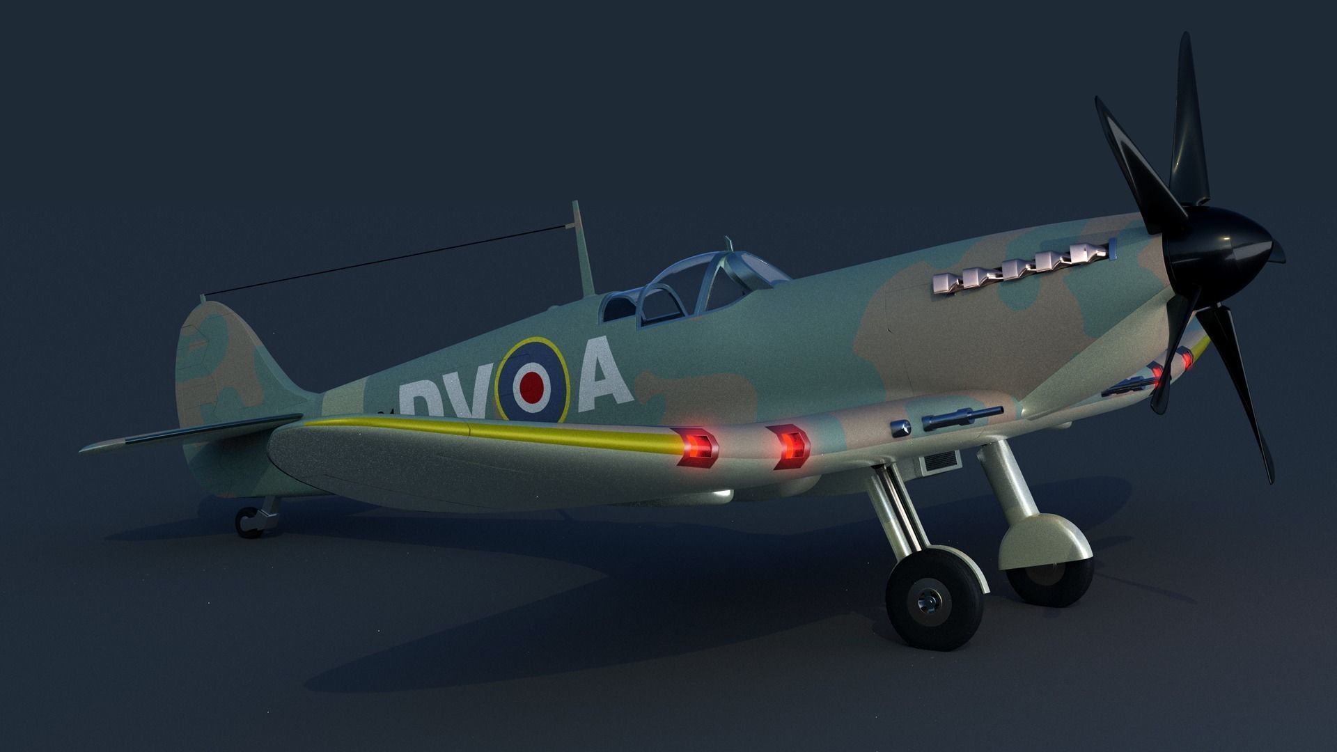 Spitfire old british fighter plane 3D model_3