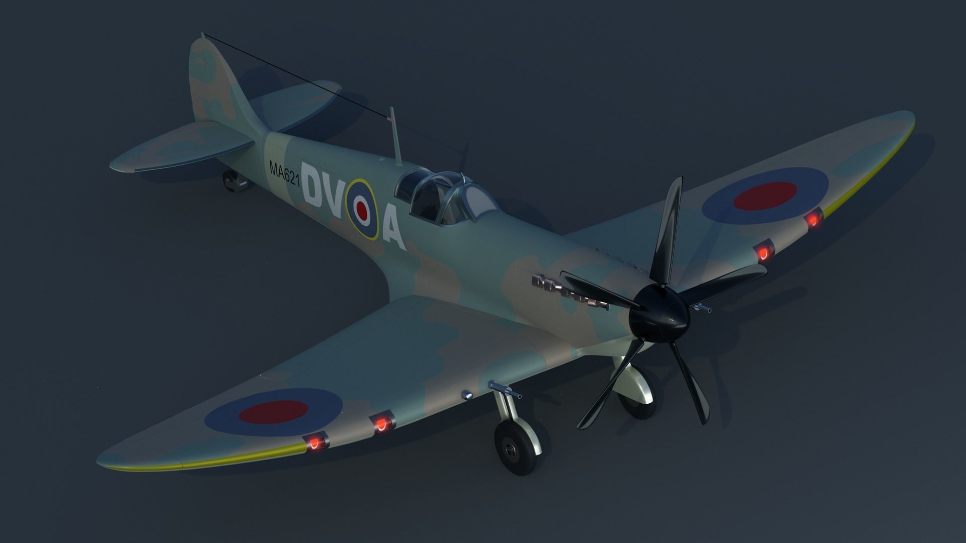 Spitfire old british fighter plane 3D model_5