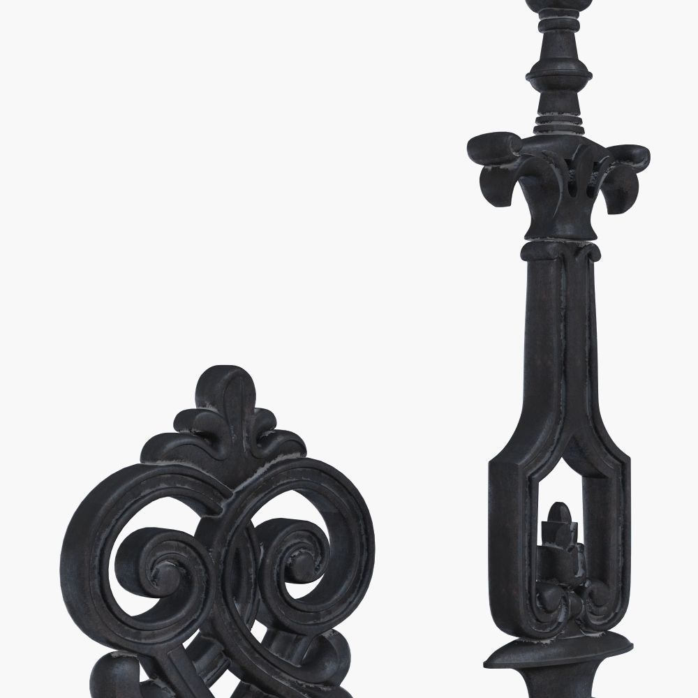 Baluster ornate iron railing 3D print model_8