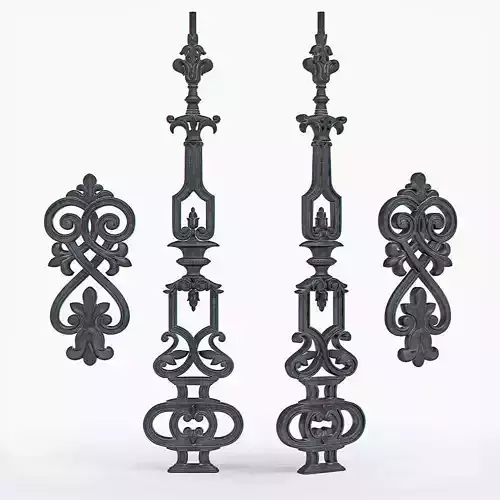Baluster ornate iron railing 3D print model