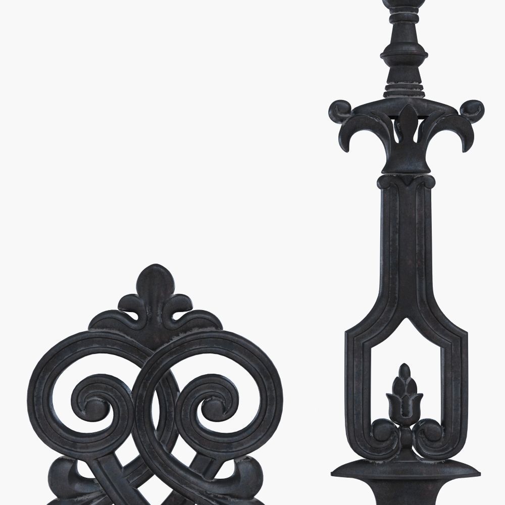 Baluster ornate iron railing 3D print model_6