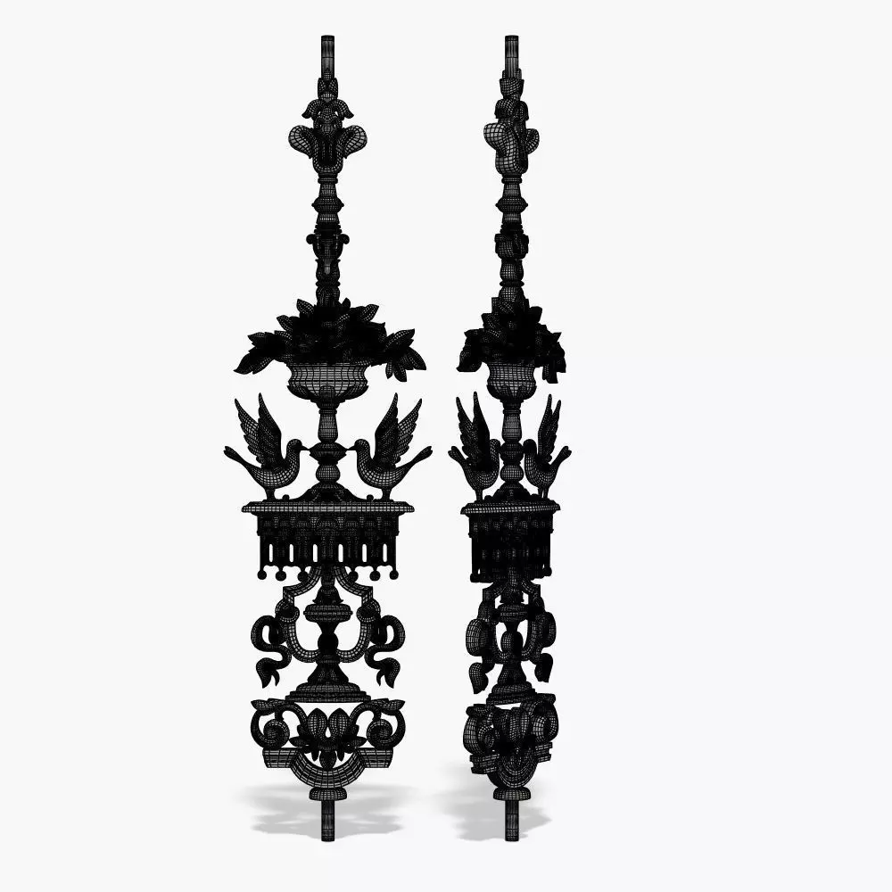 Baluster pair of ornate candlesticks 3D print model