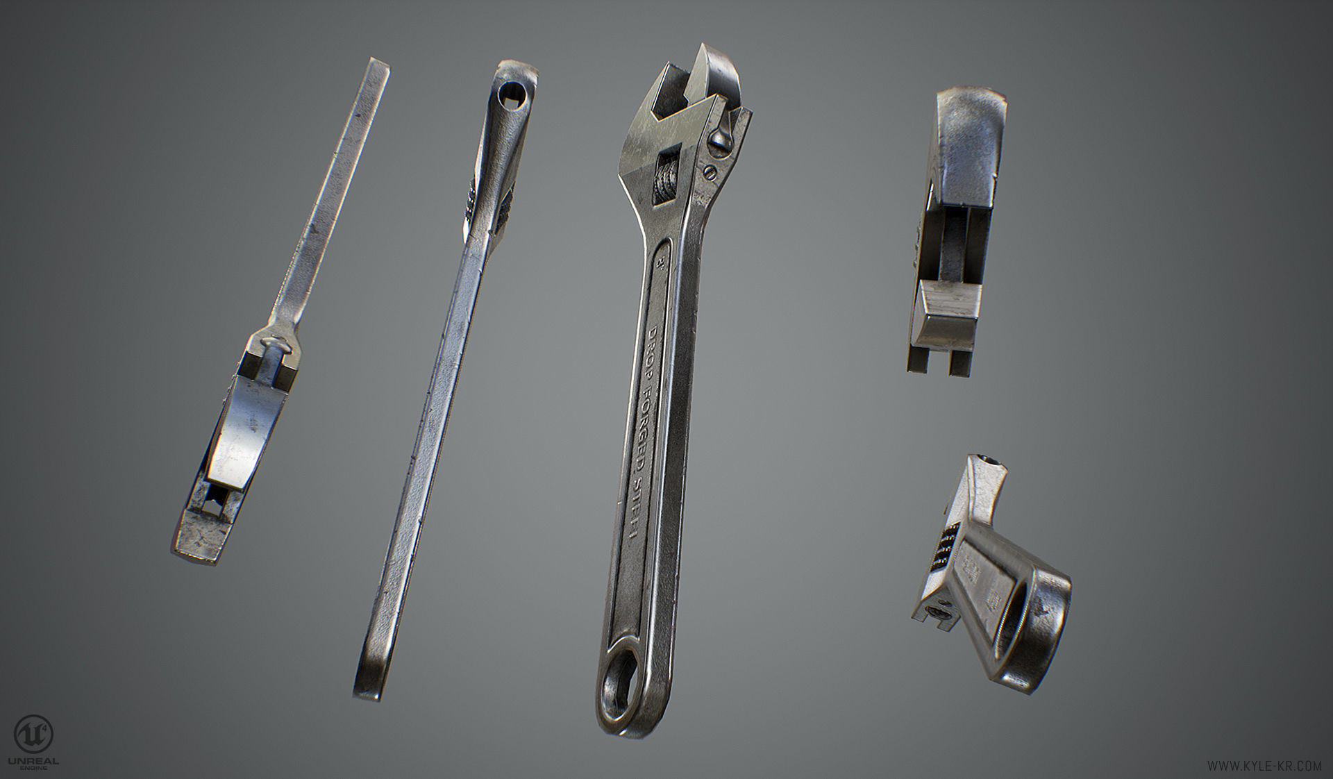Adjustable Wrench Low-poly 3D model_1