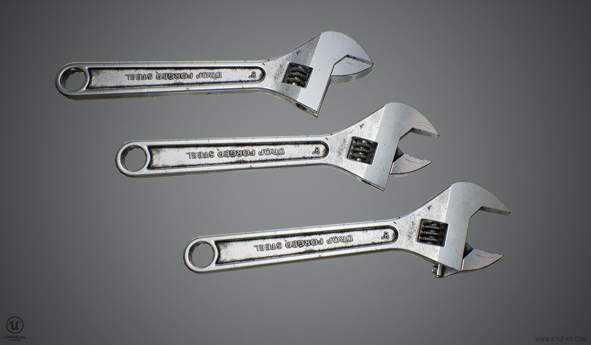 Adjustable Wrench Low-poly 3D model_2