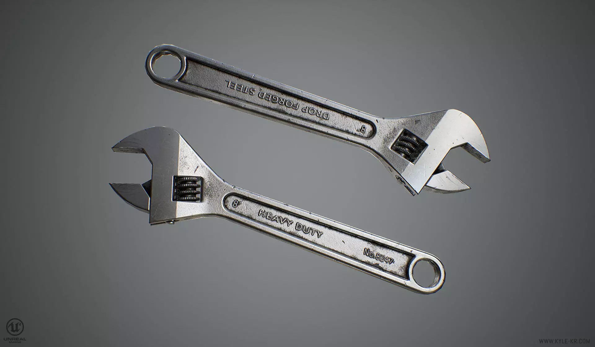 Adjustable Wrench Low-poly 3D model_0