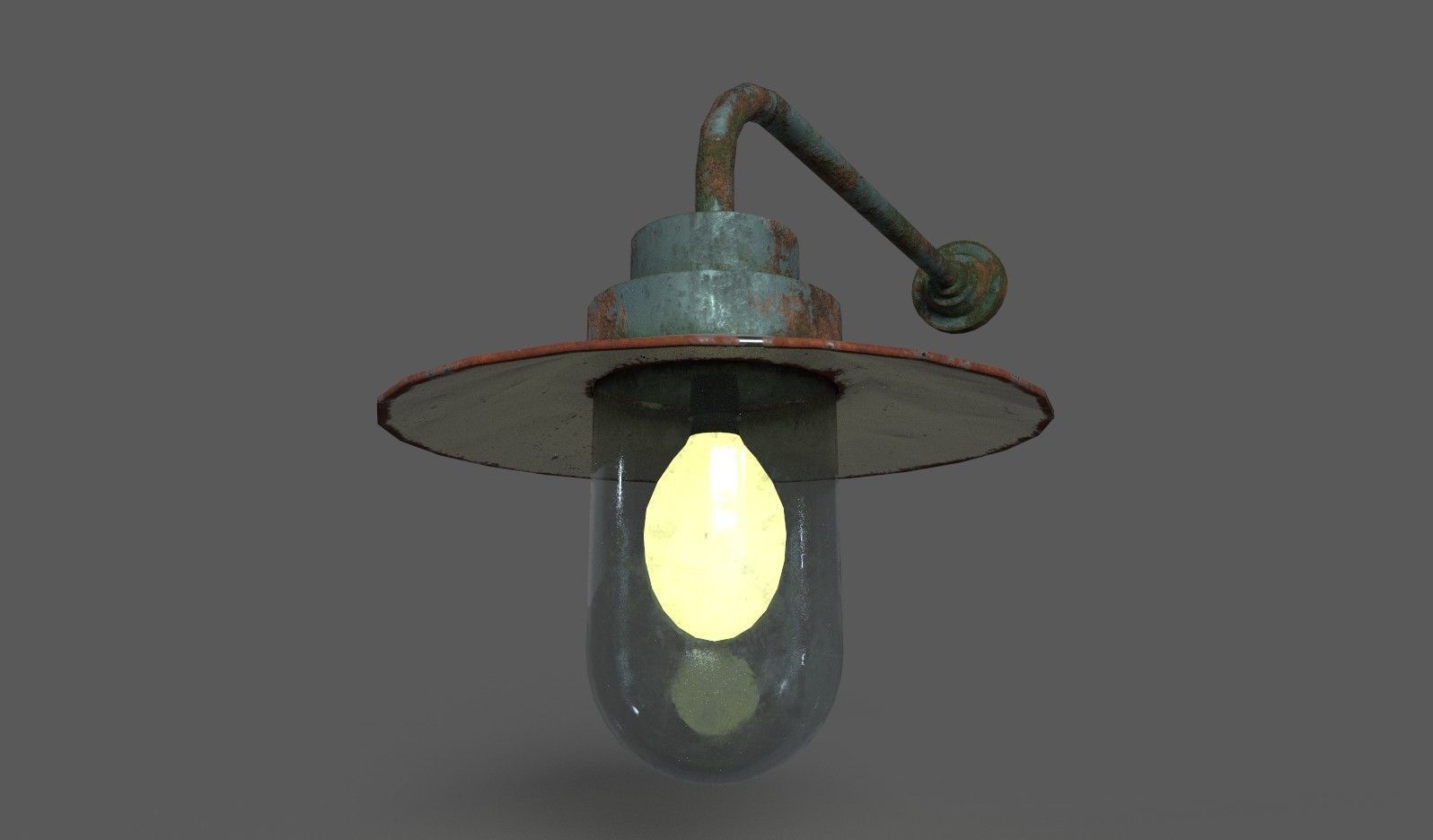 Old Rusted Outdoor Wall Lamp Low-poly 3D model_4