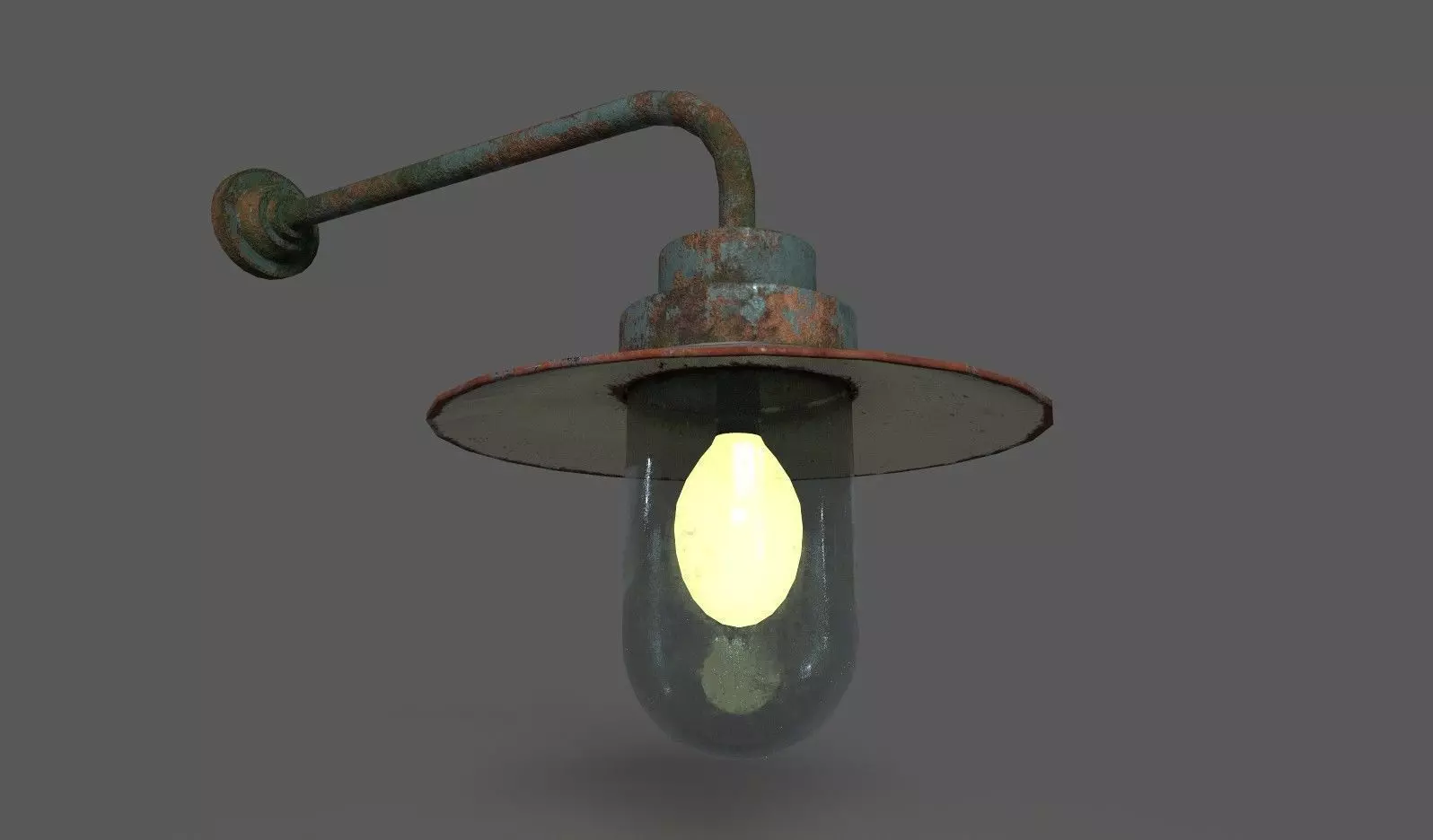 Old Rusted Outdoor Wall Lamp Low-poly 3D model_0