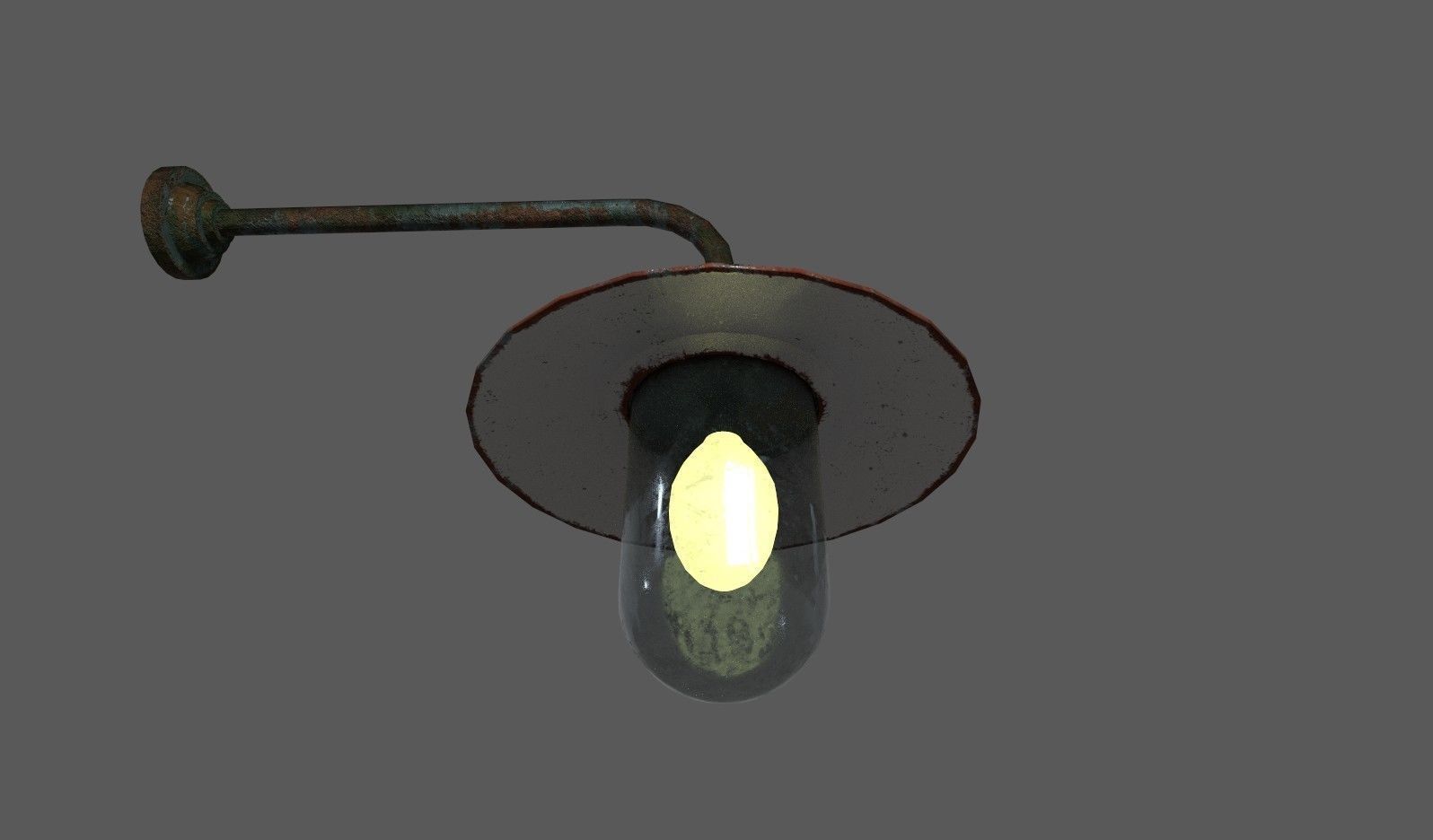 Old Rusted Outdoor Wall Lamp Low-poly 3D model_8