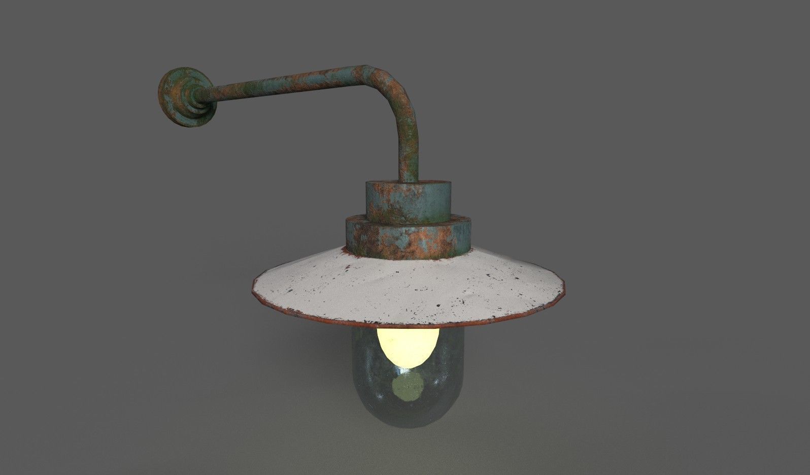 Old Rusted Outdoor Wall Lamp Low-poly 3D model_3