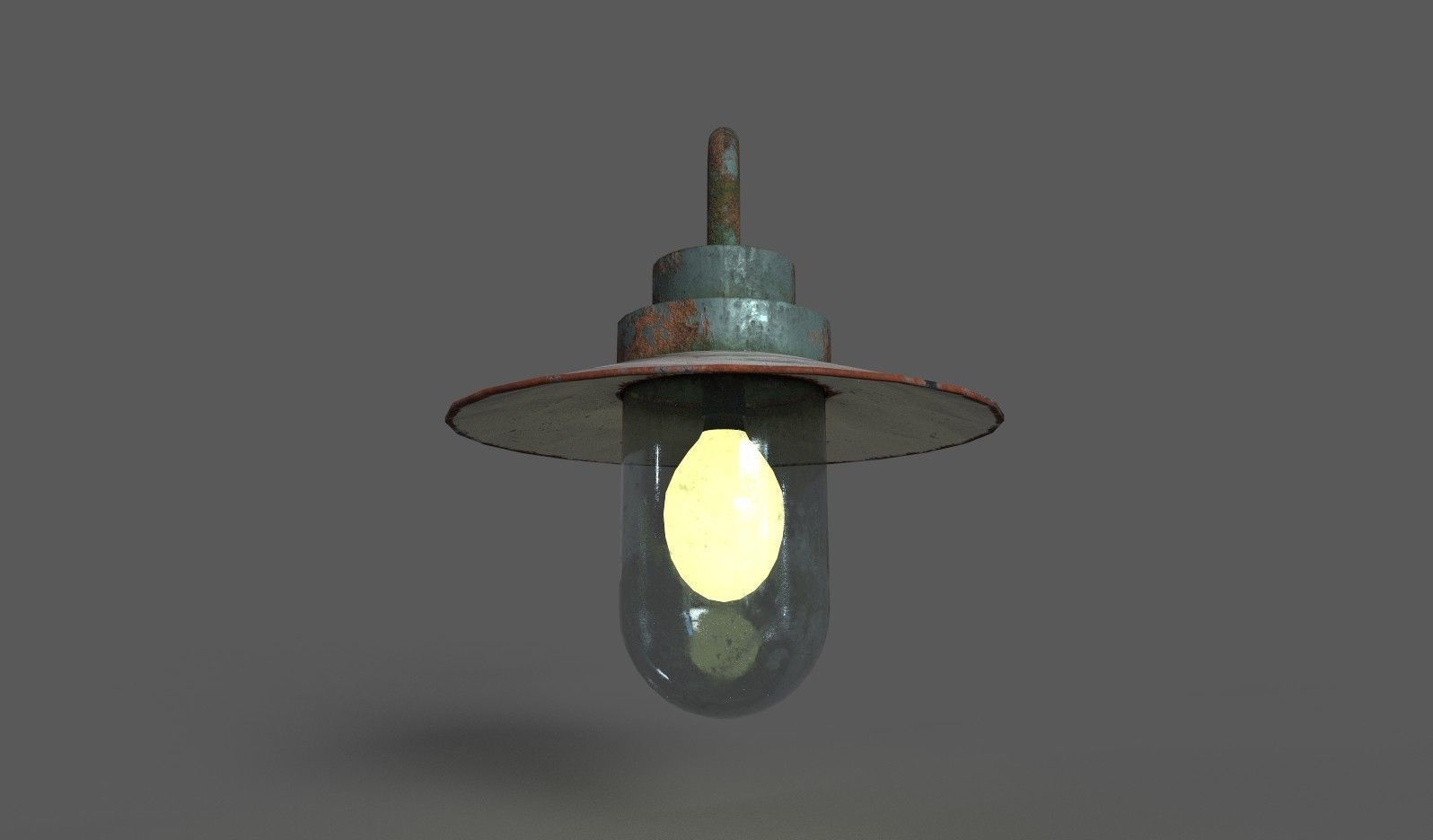 Old Rusted Outdoor Wall Lamp Low-poly 3D model_2
