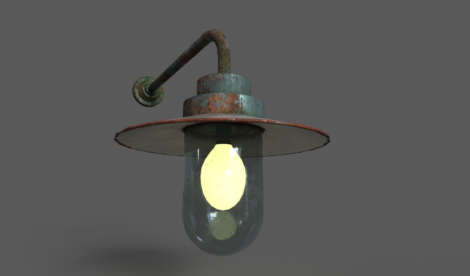 Old Rusted Outdoor Wall Lamp Low-poly 3D model_6